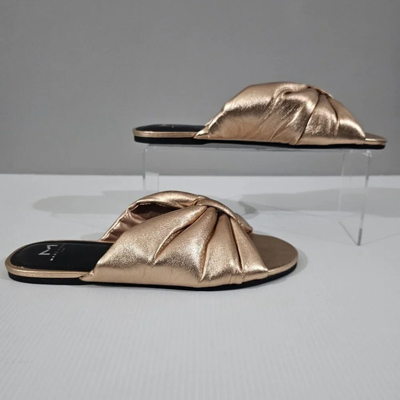 Marc Fisher LTD Olita Puffy Slide Sandal Women 8.5 Rose Gold Leather Slip On NEW - Picture 3 of 15